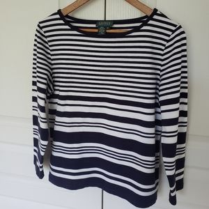 Ralph Lauren Navy Blue & White Striped T-Shirt XL